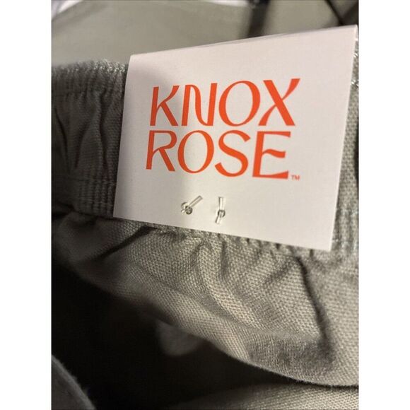 Knox Rose New Solid Olive Green High Rise Relaxed Straight Leg Pants Large - Picture 5 of 9